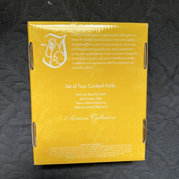 Towle Atrium Stainless Steel Cocktail Fork (Set of Four) NIB Home Dessert Silver - Picture 2 of 9